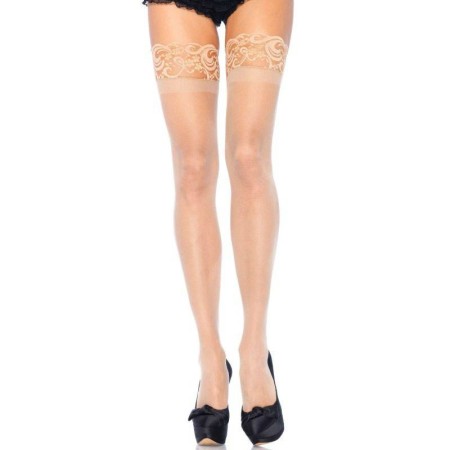 LEG AVENUE MEDIAS BEIGE LYCRA ANTIDESLIZANTE TALLA GRANDE por sólo 12,79 €