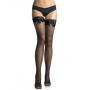 LEG AVENUE MEDIAS DE REJILLA NEGRA CON DETALLE SUPERIOR DE ENCAJE Y LAZO por sólo 10,39 €