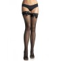 LEG AVENUE MEDIAS DE REJILLA NEGRA CON DETALLE SUPERIOR DE ENCAJE Y LAZO por sólo 10,39 €