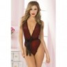 FLORAL LACE & MESH TEDDY RED O/S