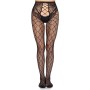 LEG AVENUE - 1966 MEDIAS DE RED CON PANTY SIN ENTREPIERNA NEGRO - TALLA ÚNICA - Universo SexShop