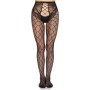 LEG AVENUE - 1966 MEDIAS DE RED CON PANTY SIN ENTREPIERNA NEGRO - TALLA ÚNICA - Universo SexShop