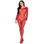 Bodystocking Encaje Rojo Pasión Leg Avenue 89366 | Universo SexShop